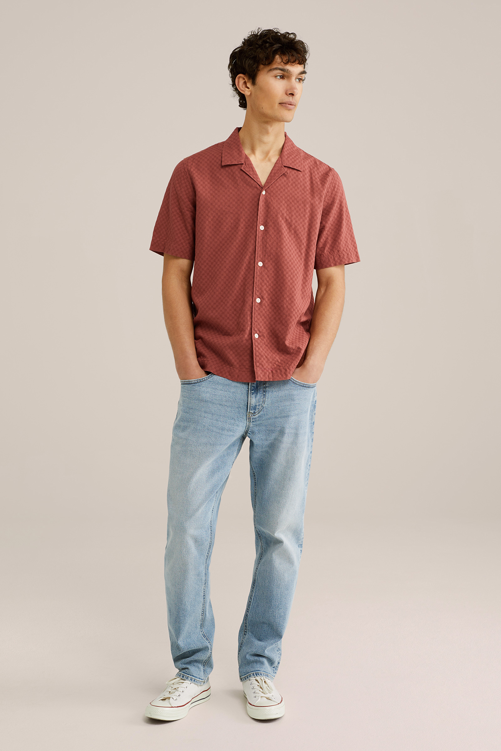 Heren Regular fit overhemd met structuur