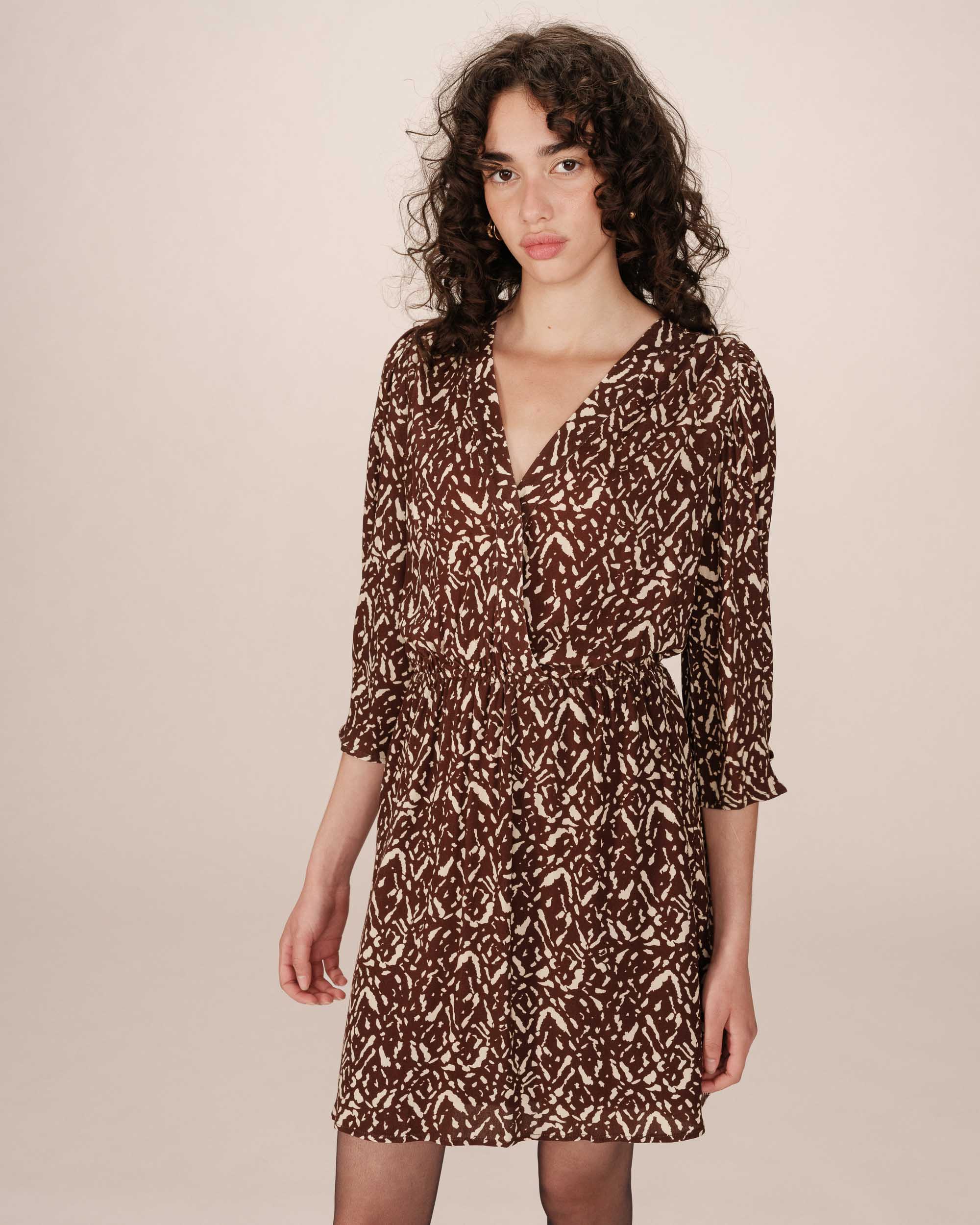 Robe courte imprimée chocolat Suzie