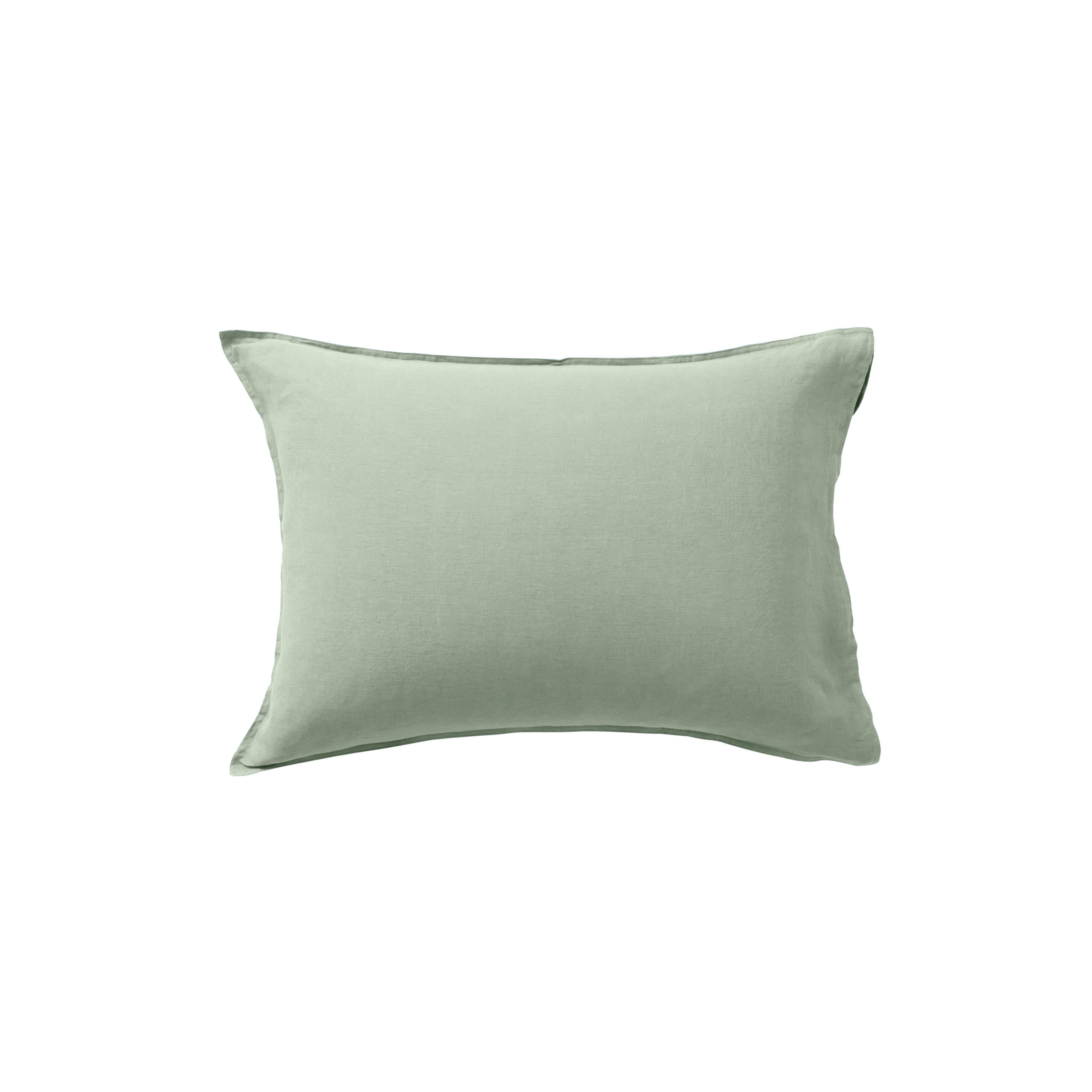 SONGE - Taie d'oreiller rectangulaire lin-coton Eucalyptus uni vert 50x70
