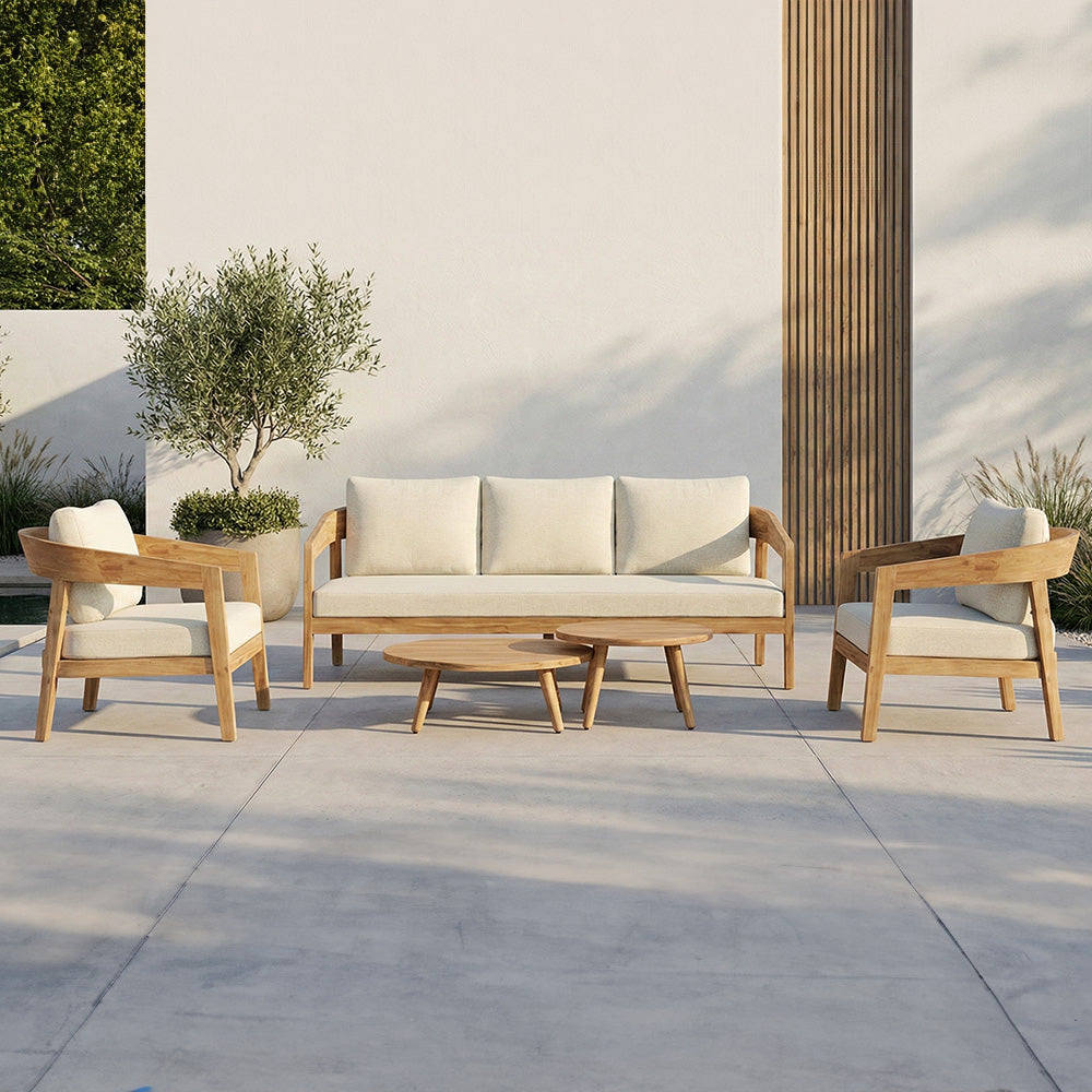 by fonQ Sanjo Loungeset - Acaciahout - Off-White