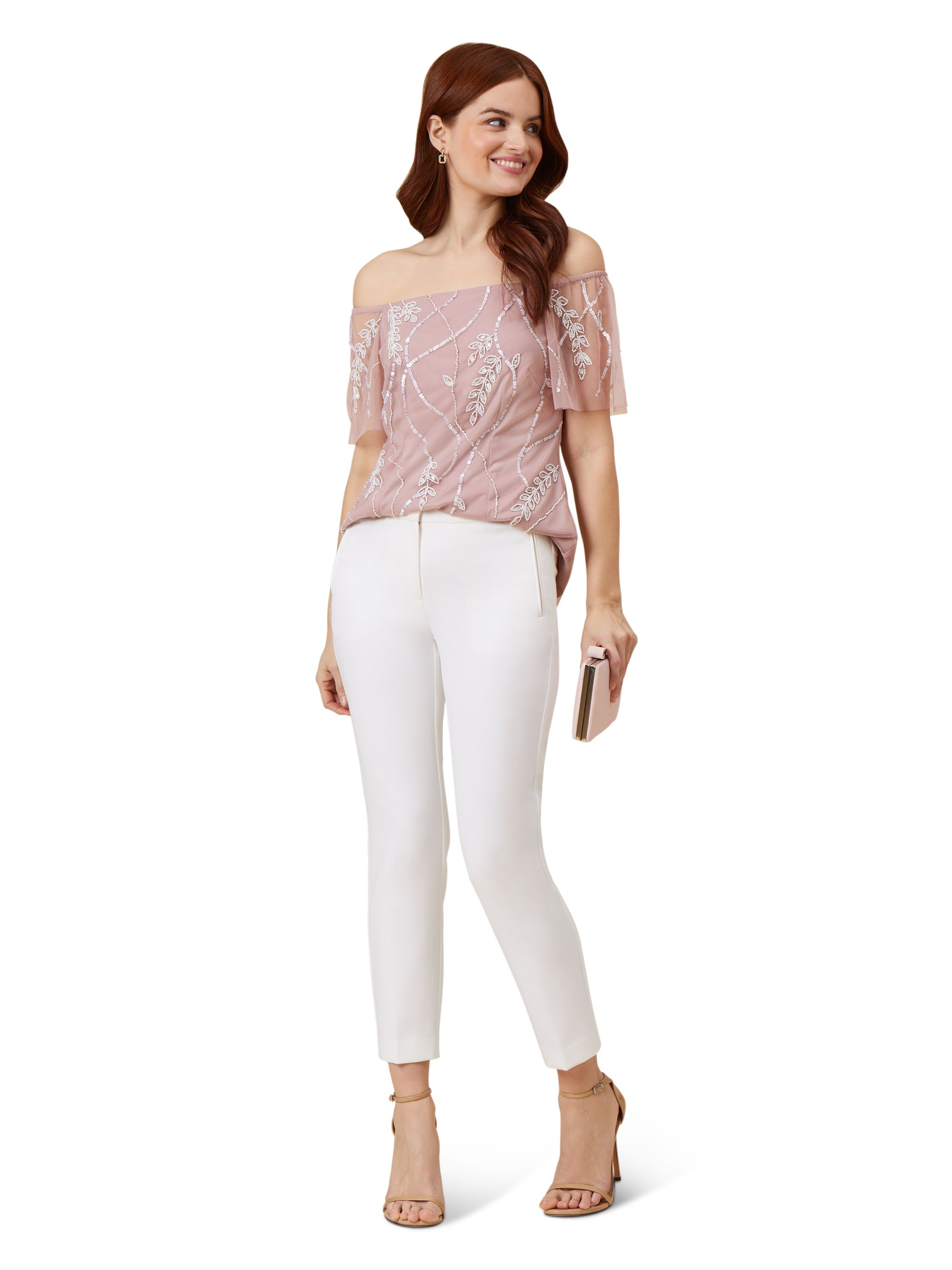 Adrianna Papell Beaded Off Shoulder Top