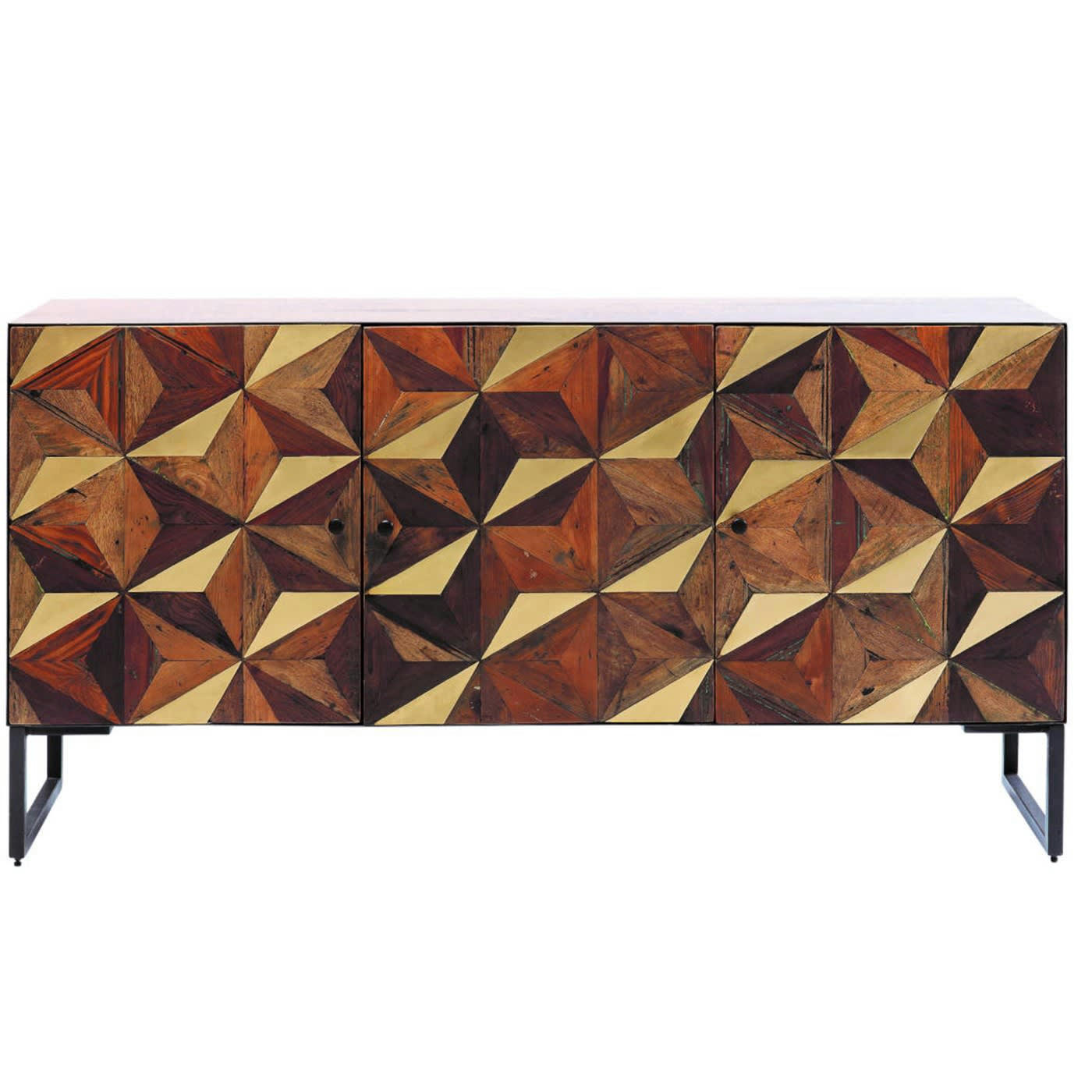 ILLUSION - Buffet 3 portes en bois recyclé et acier noir