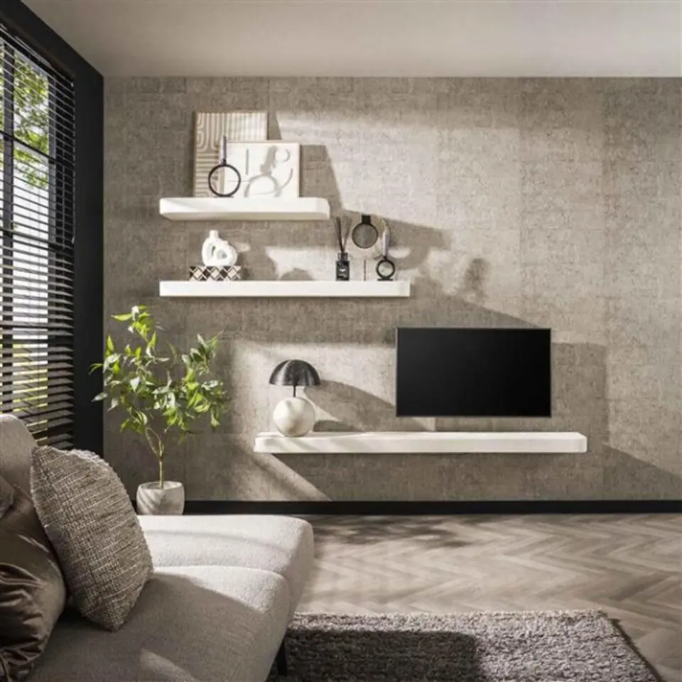 Wandplank Wanda - 29x200x8 cm - Marmer/wit