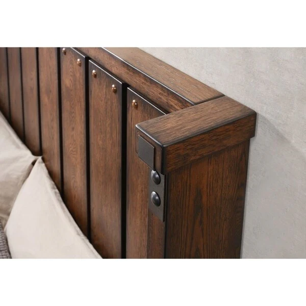 Abbyson Kingsley Vintage Oak Wood 5 Piece Bedroom Set
