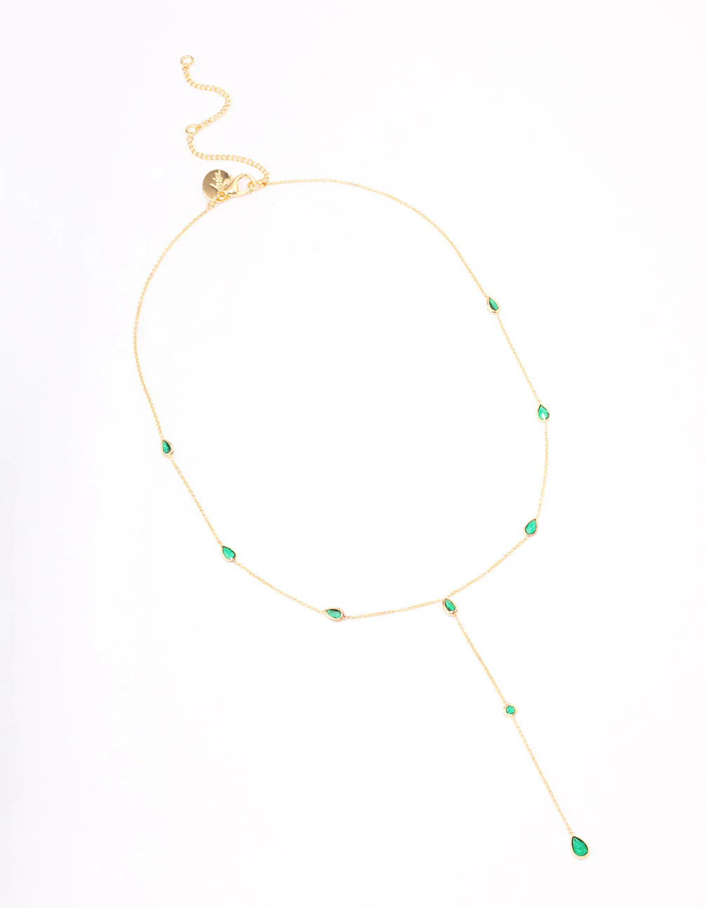 Gold Plated Cubic Zirconia Lariat Y-Shaped Necklace