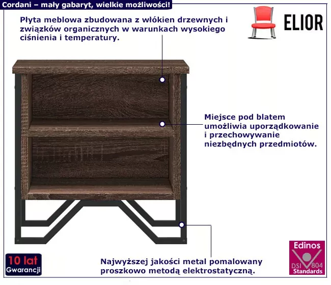 Stojąca szafka nocna z 2 szufladamidąb - Joreon
