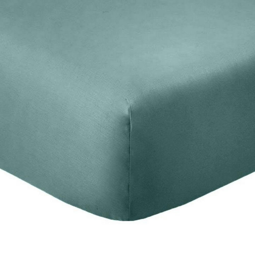 - 2 draps housse 2 places coton bleu canard 80x200 cm