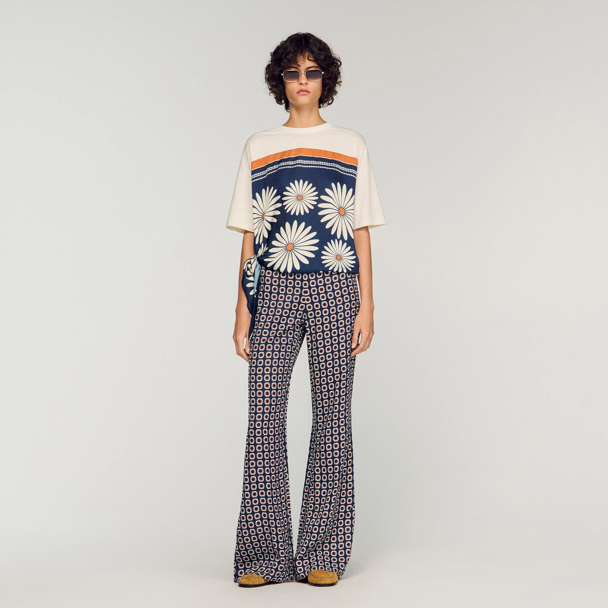 Pantalon fluide à imprimé fleuri