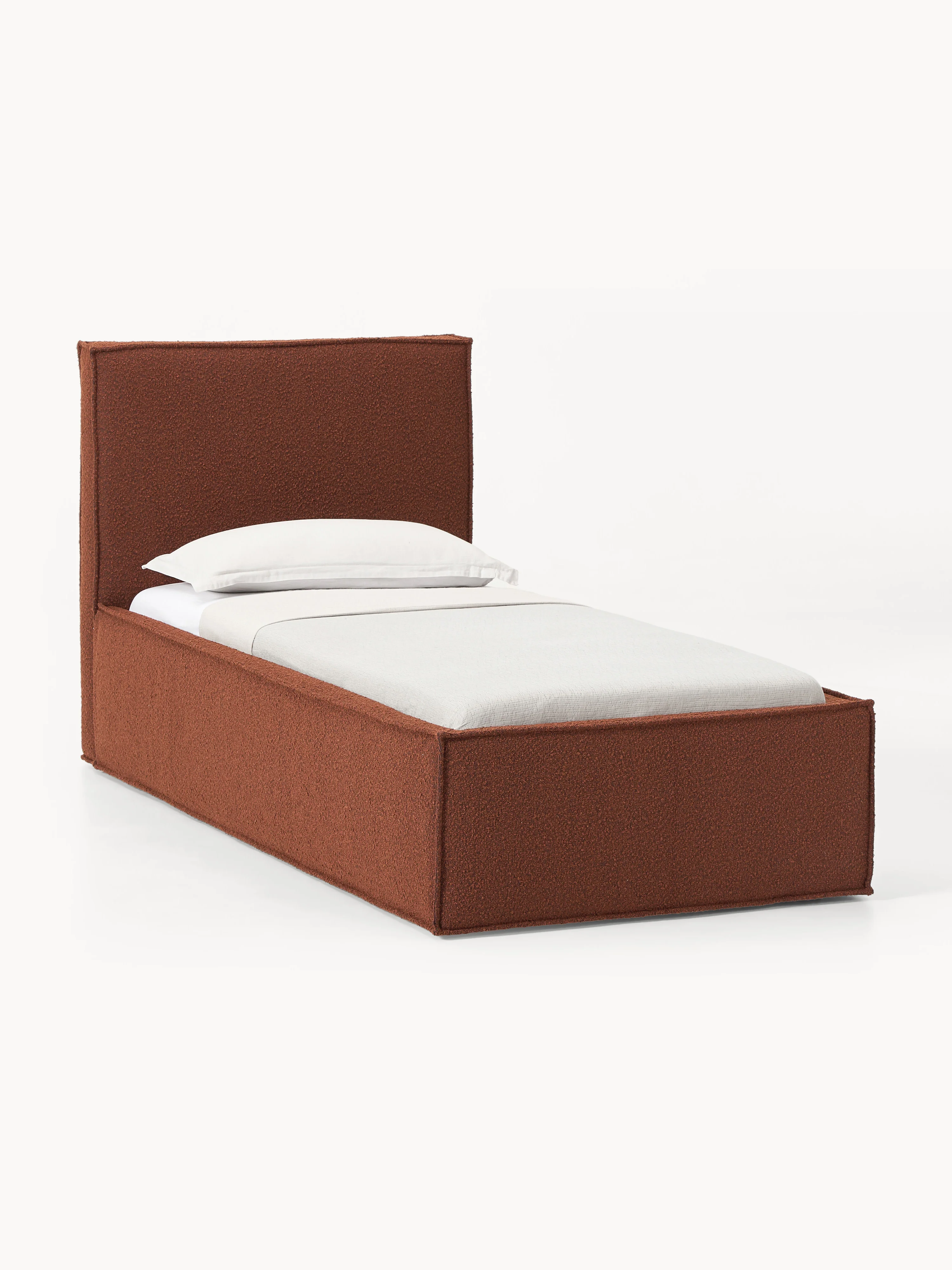 Bouclé-Einzelbett Dream mit Stauraum