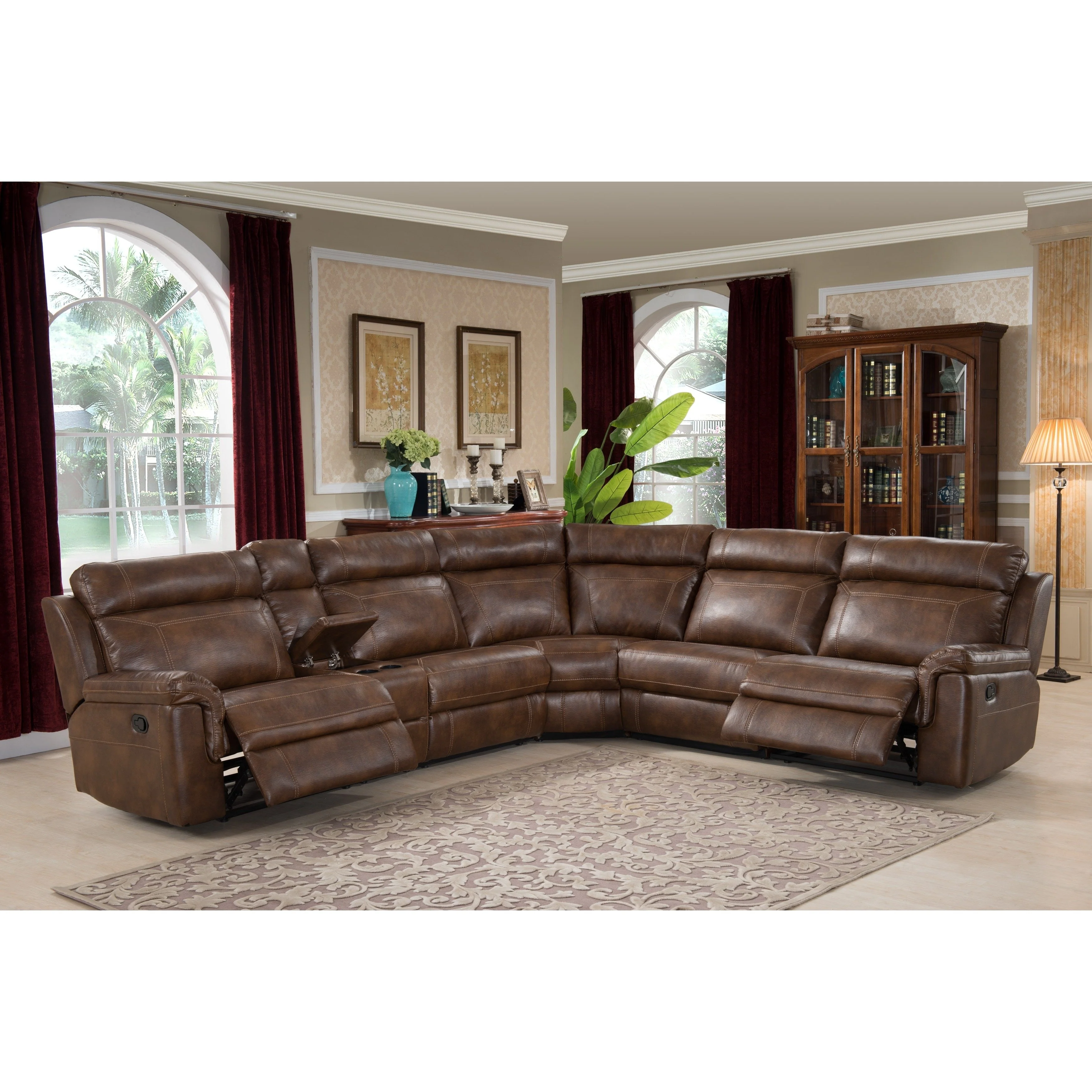 Nicole Reclining Faux Leather Upholstered Sectional Sofa
