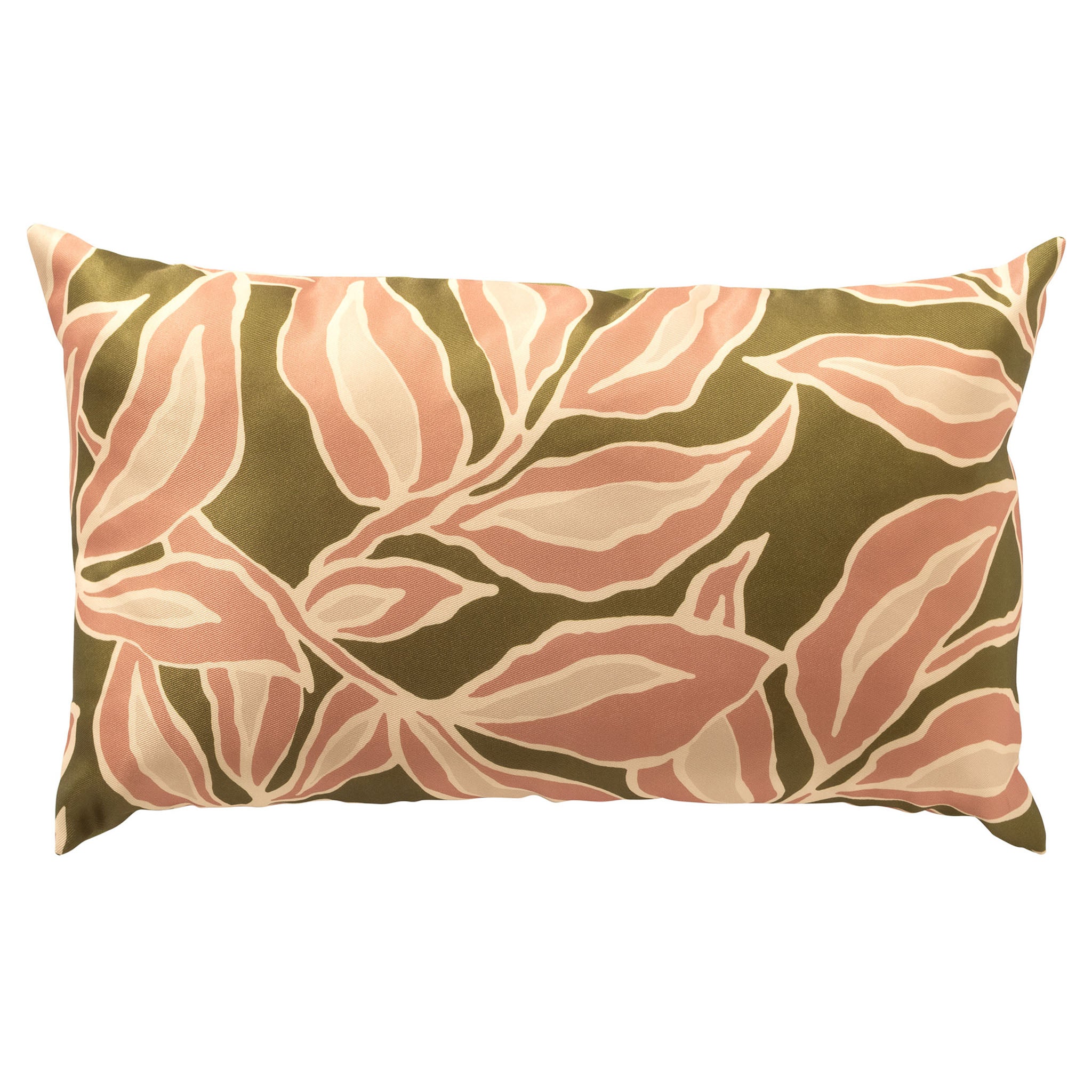 ELARA - buitenkussen 30x50 cm - bladmotief - Muted Clay - roze, groen, beige