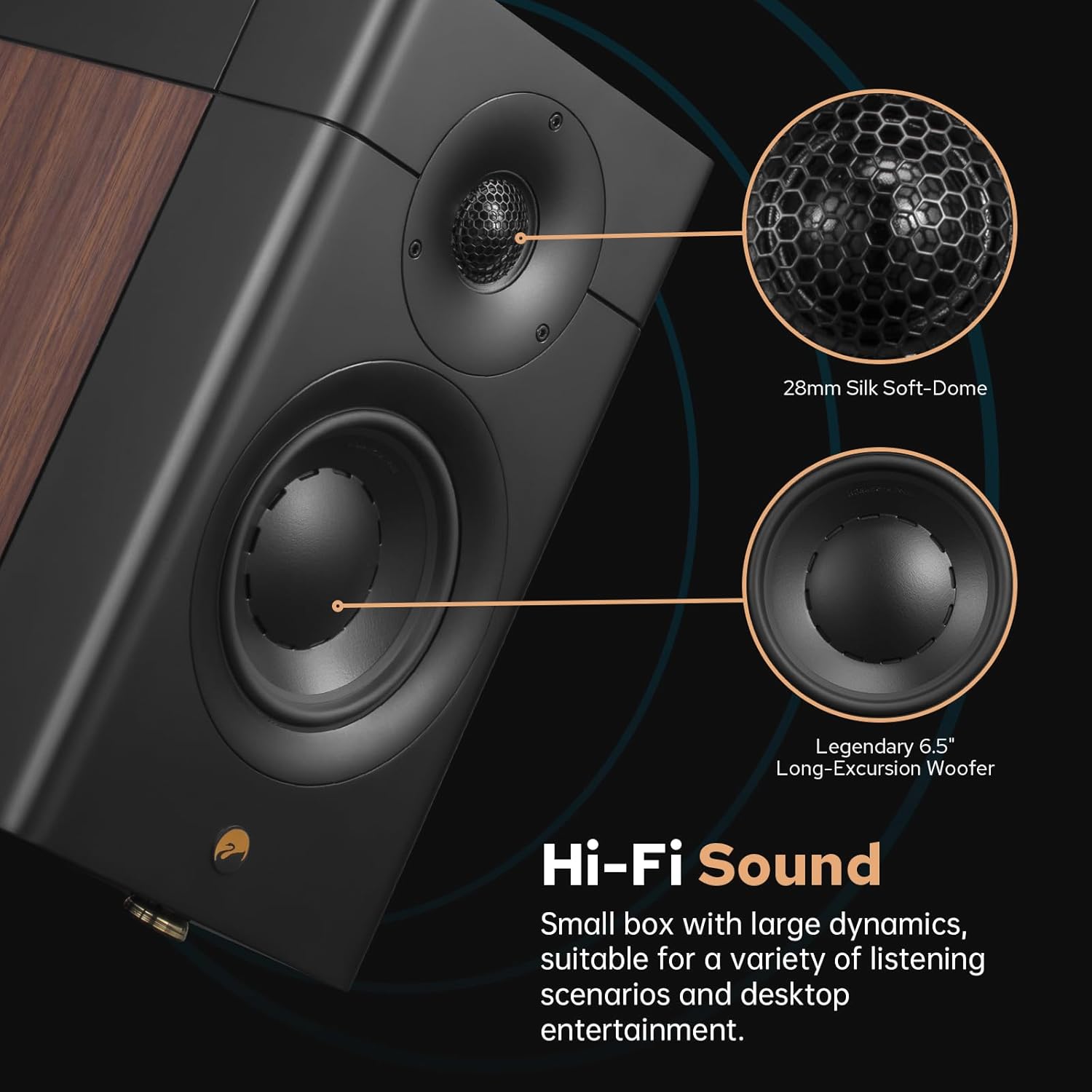 HiVi-Swans D3.1 MKII Passive Bookshelf Speakers, 6.5 2-Way Home Speakers Pair - Needs Amplifier or Receiver to Operate