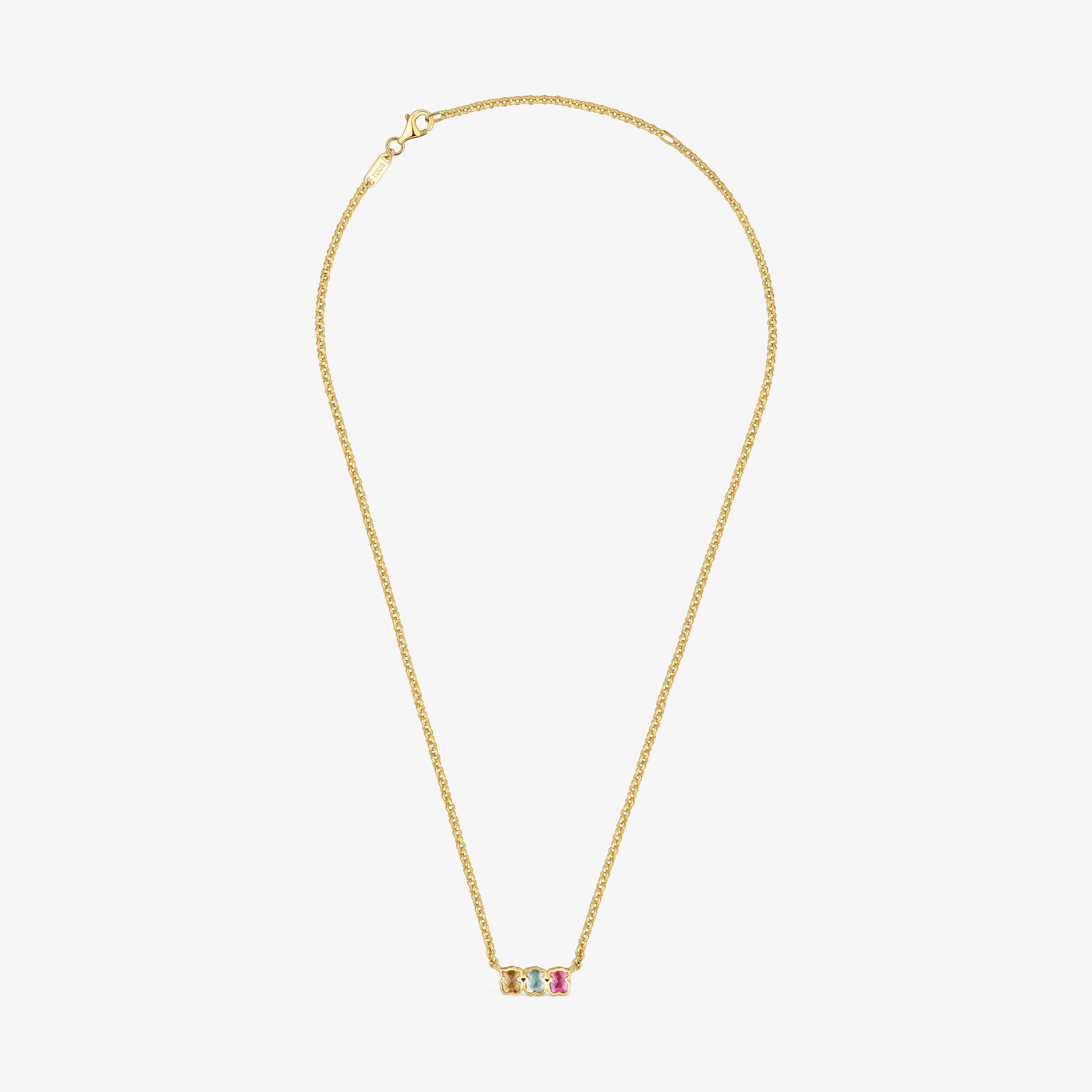 Collar corto con baño de oro 18 kt sobre plata y gemas creadas en laboratorio Icon Color LGG