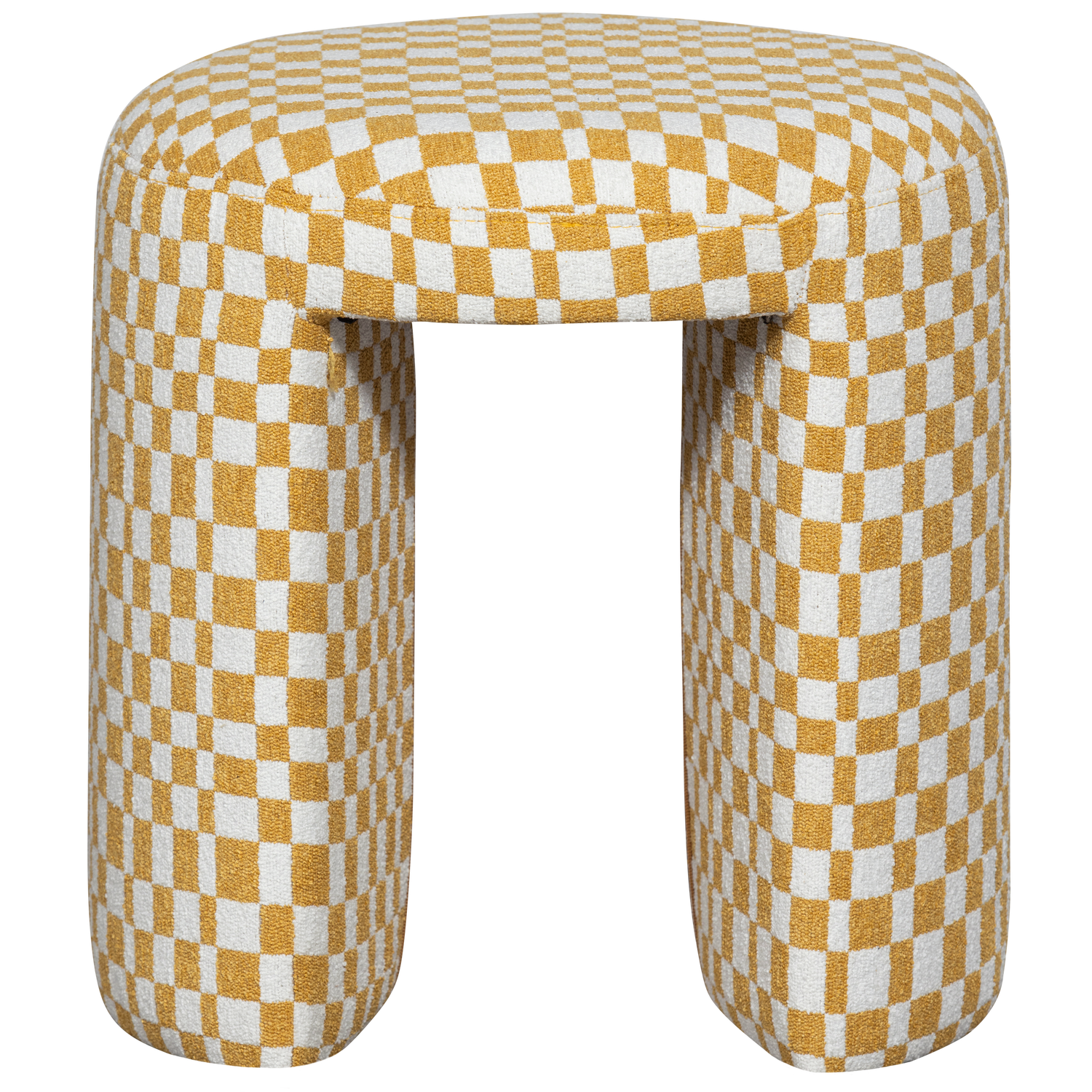 WOOOD kruk Charlie - Polyester - Ruitjes - Geel