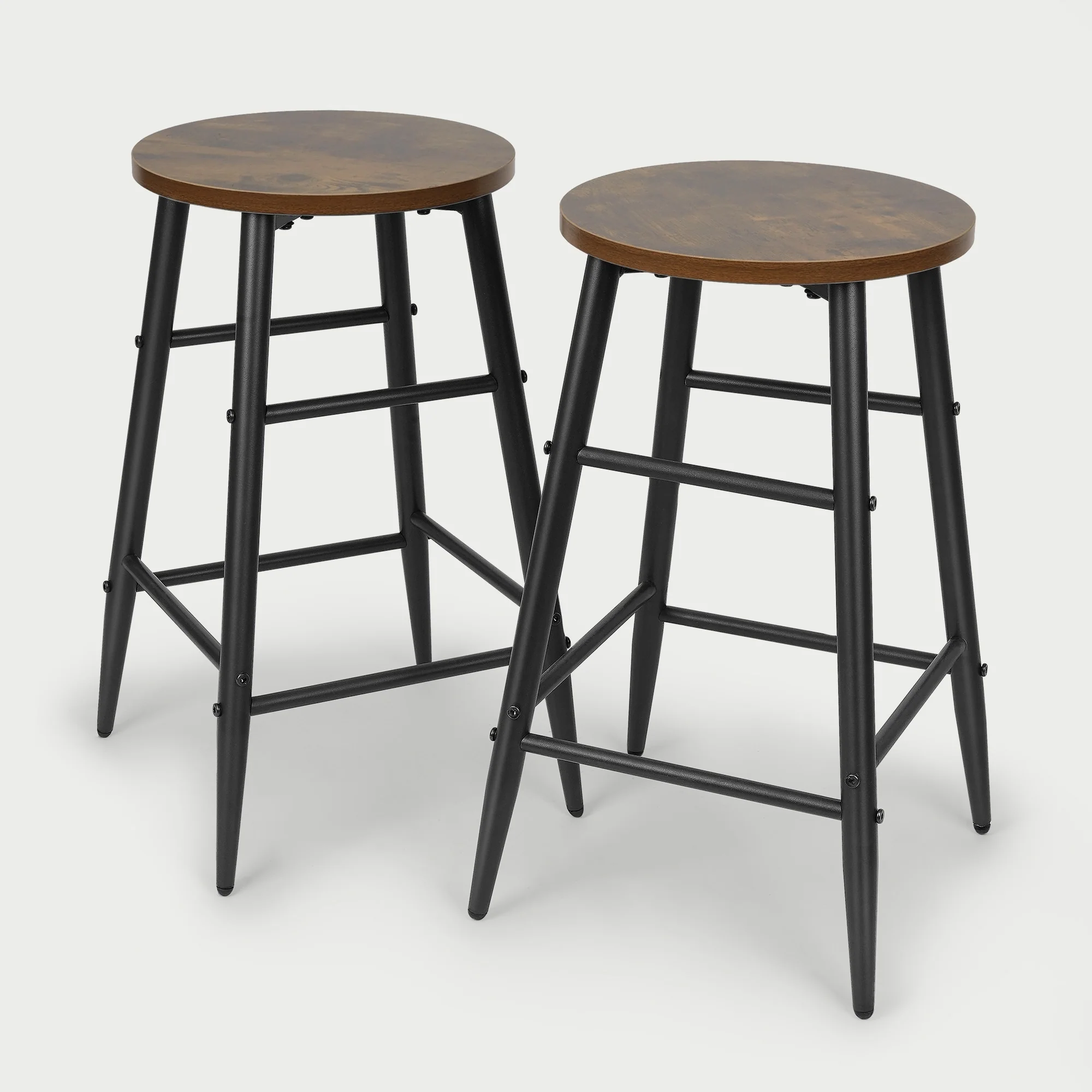 Backless Counter Bar Stool, Wood Seat