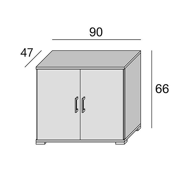 Armoire De Rangement À Double Porte En Chêne L.90Cm