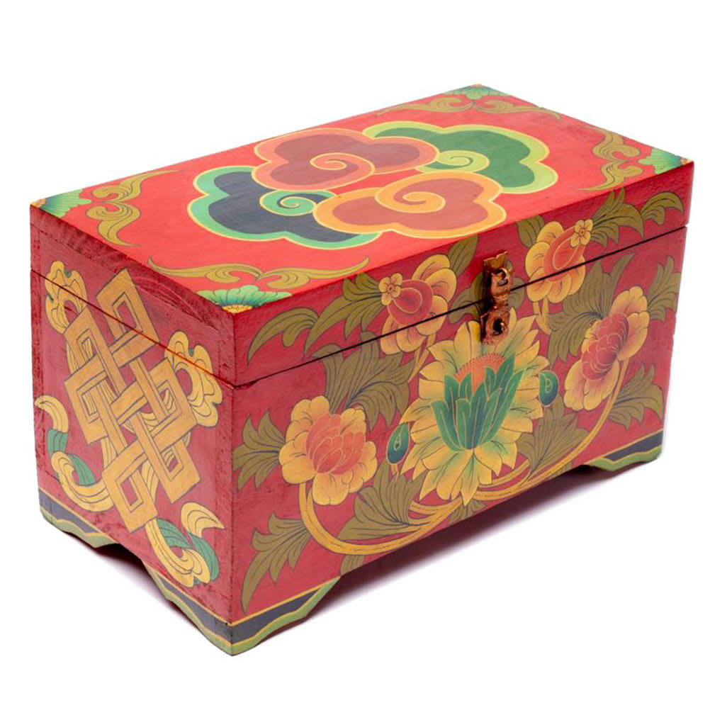 SPIRALE - Coffre tibétain peint à la main 33x21cm