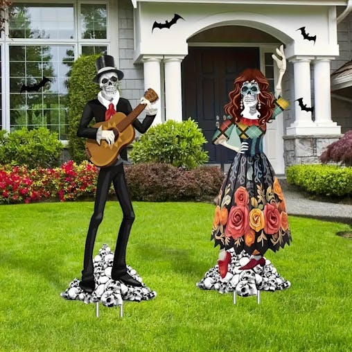 NNETM Halloween Skeleton Couple Yard Decor (2PCS)