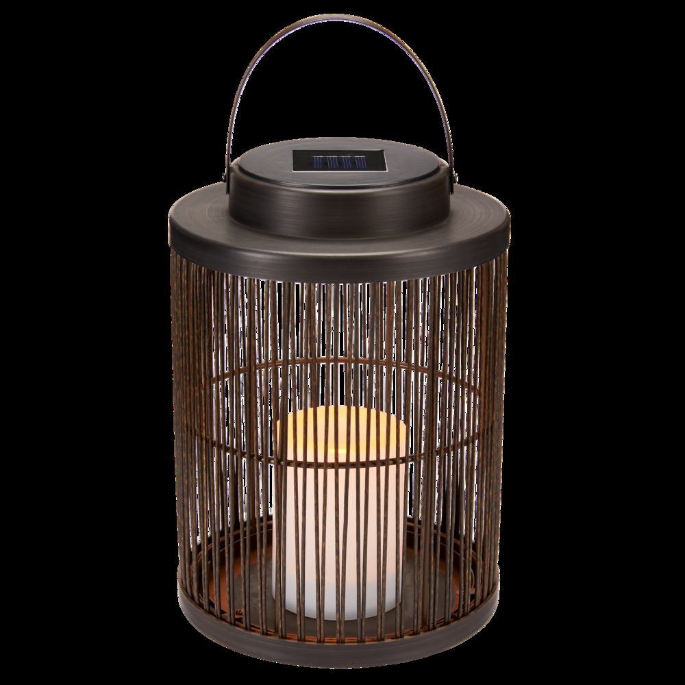 CANVAS Luma Wicker Solar Lantern with Candle, Black