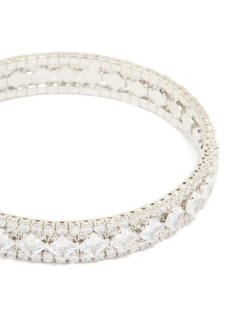 Silver Cubic Zirconia Circle Statement Wrist Cuff