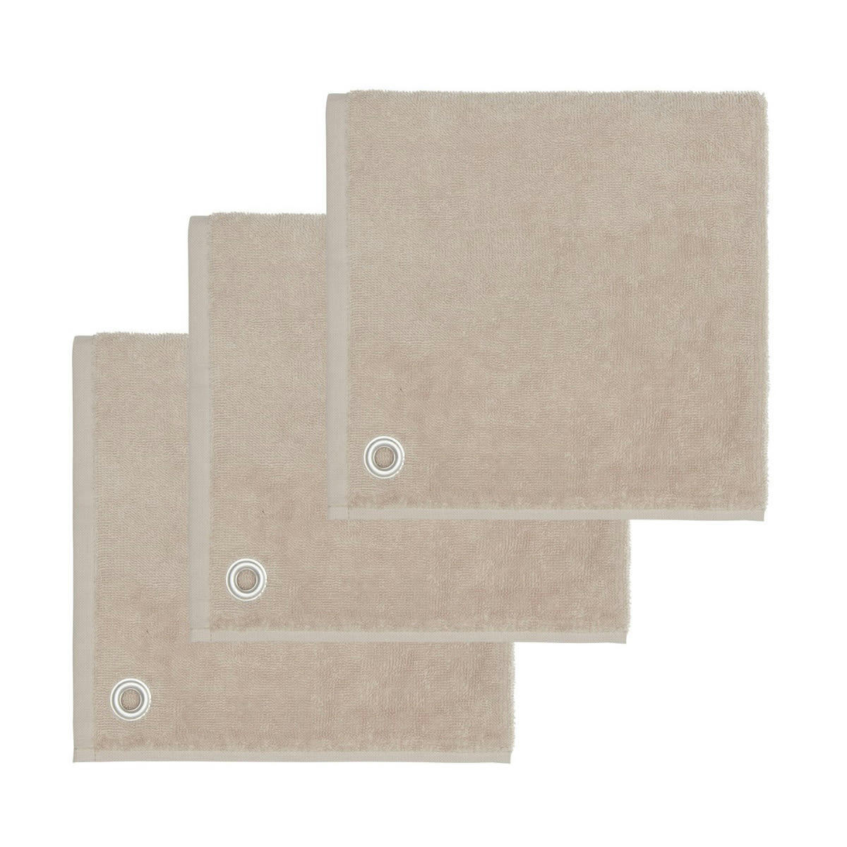 AMAIA - Lot de 3 torchons carrés avec œillet  sable 50x50 cm