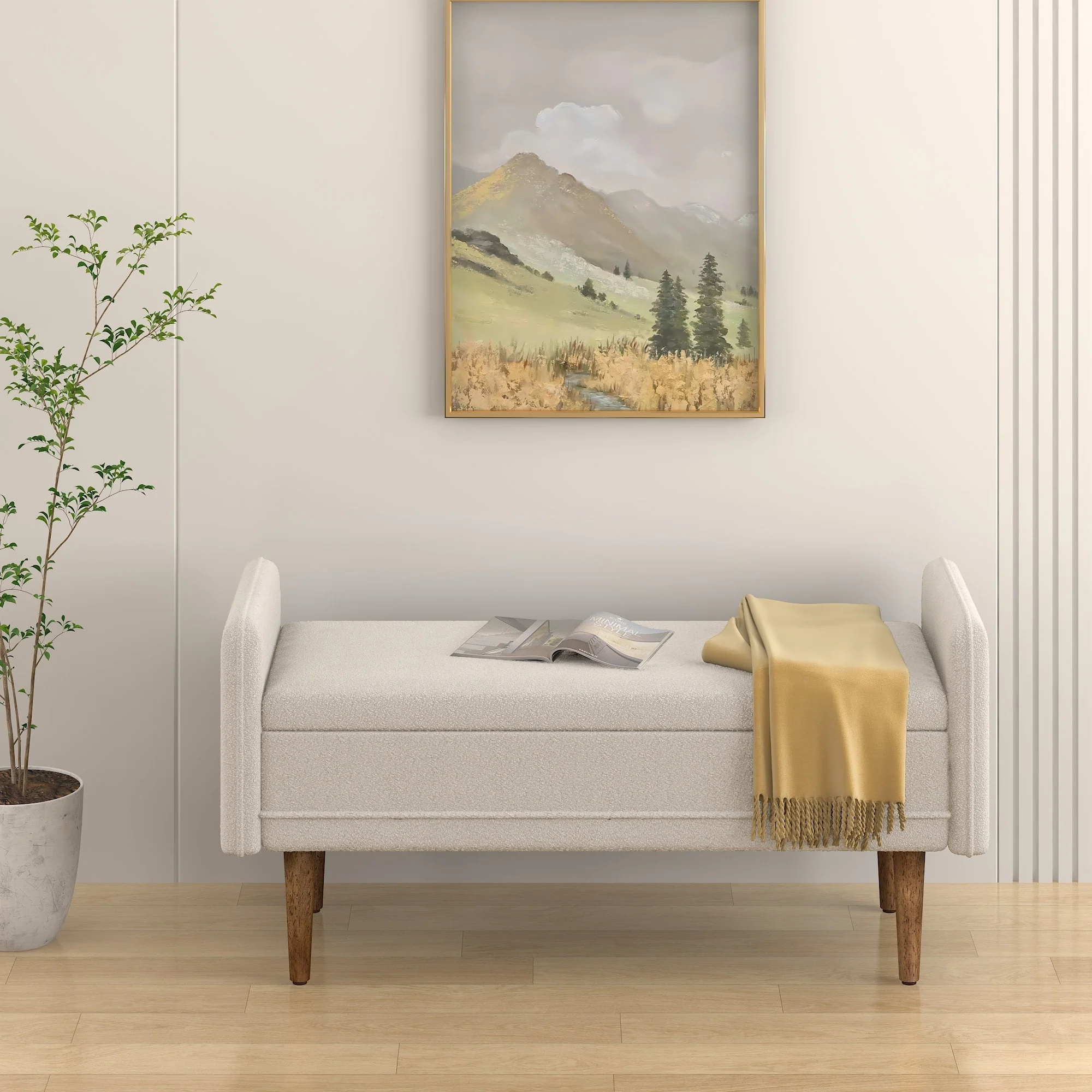 Modem Design Teddy Velvet Storage Stool,Bedroom Benches