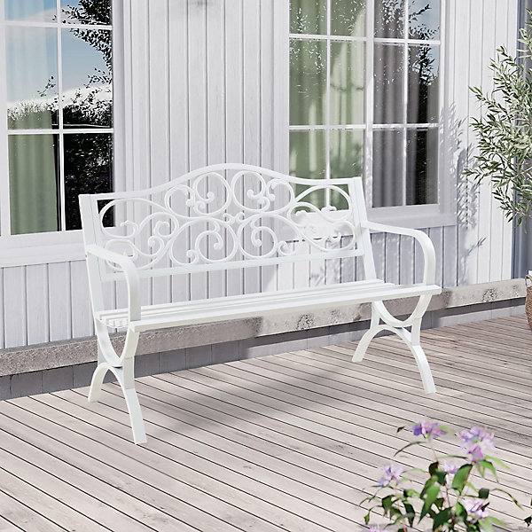 Banc de jardin Utav 127 x 53 x 79 cm acier blanc casa.pro