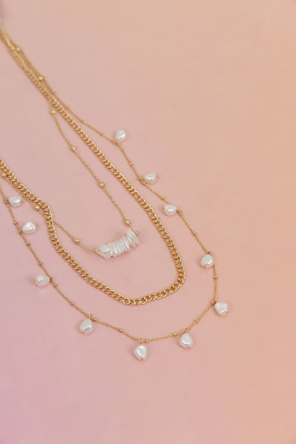 Multi Layered Pearl + Shell Necklace