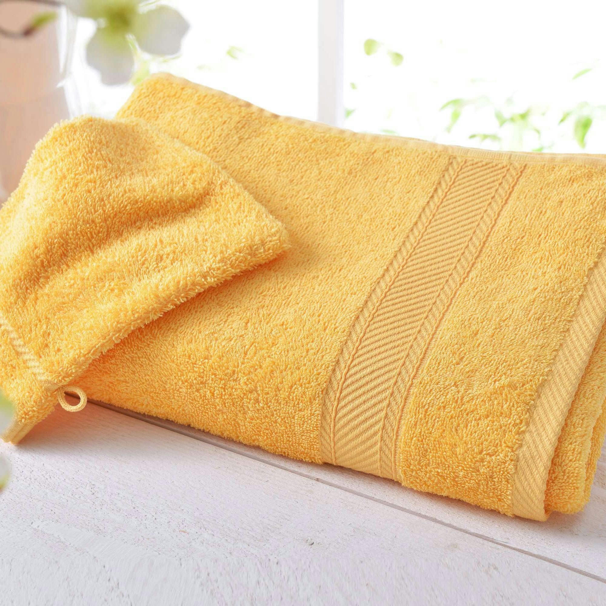 CLAIRE - Drap de bain 100x150 jaune en coton