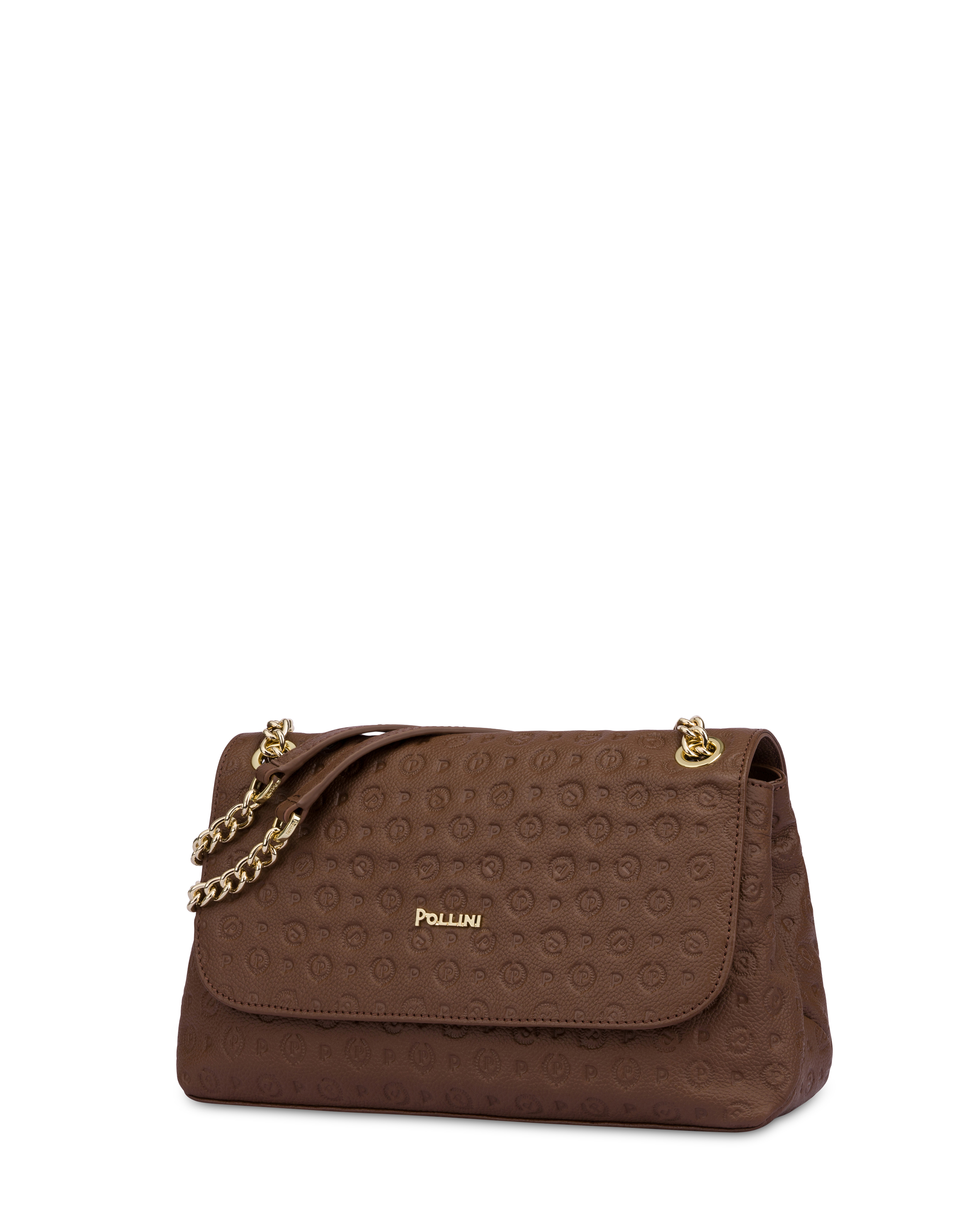 Borsa A Spalla Heritage Logo Embossed Marrone