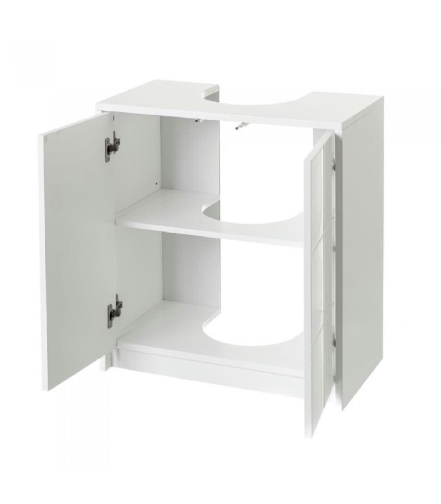- Meuble salle de bain sous lavabo/vasque en bois blanc 2 portes