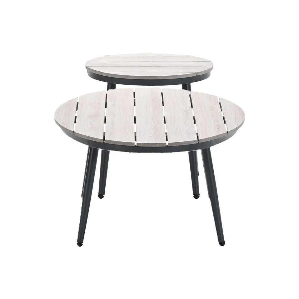 Garden Impressions Lucas bijzettafels donker grijs - &Oslash;50 & 120x75 cm