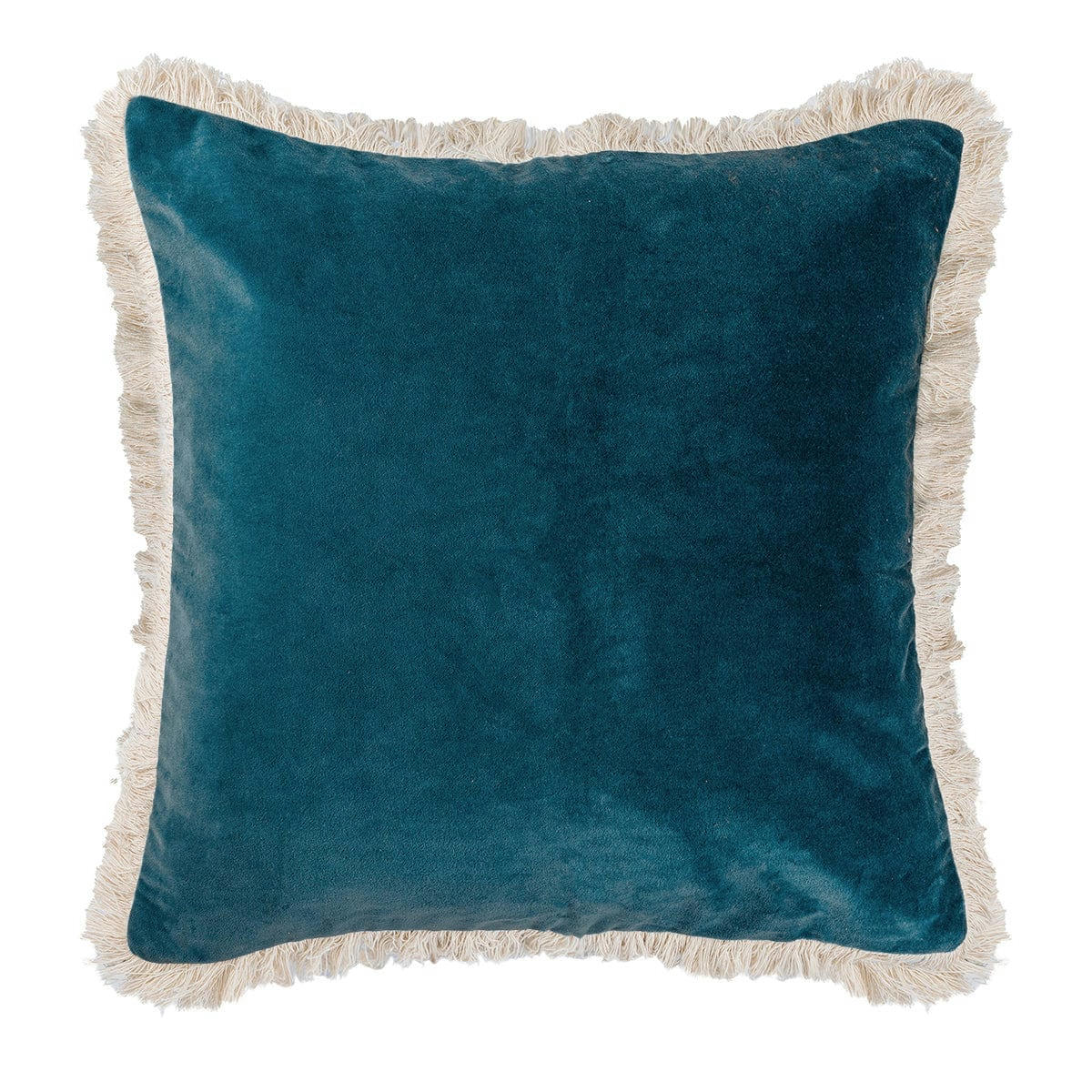 BUDAPEST - Housse de coussin velours de coton  50x50 bleu peacock
