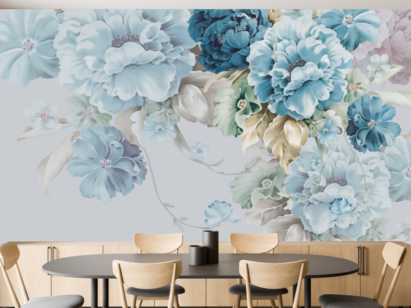 Fototapeta Niebieskie peonie 100x70cm