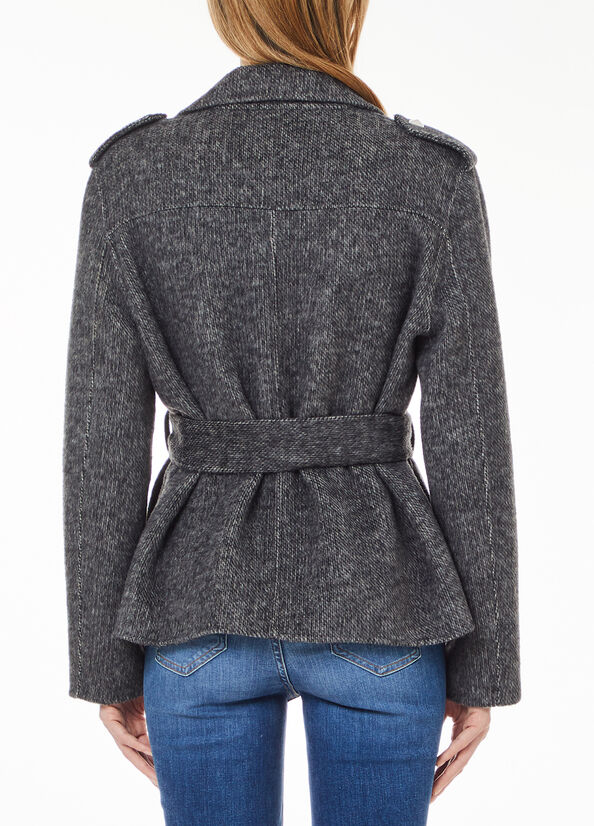 Giacca biker in misto lana