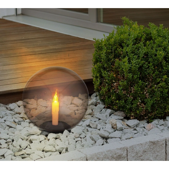 Solarleuchte, LED-Kerze, Kunststoff, schwarz