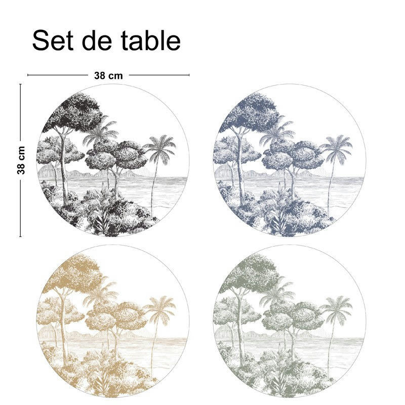 MIX LA PLAGE - Lot de 4 sets de table L 38xl 38cm Multicolore Paysage