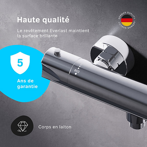 Mitigeur de douche thermostatique Robinet salle de bain Chromé, FTA40000 Hit AM.PM