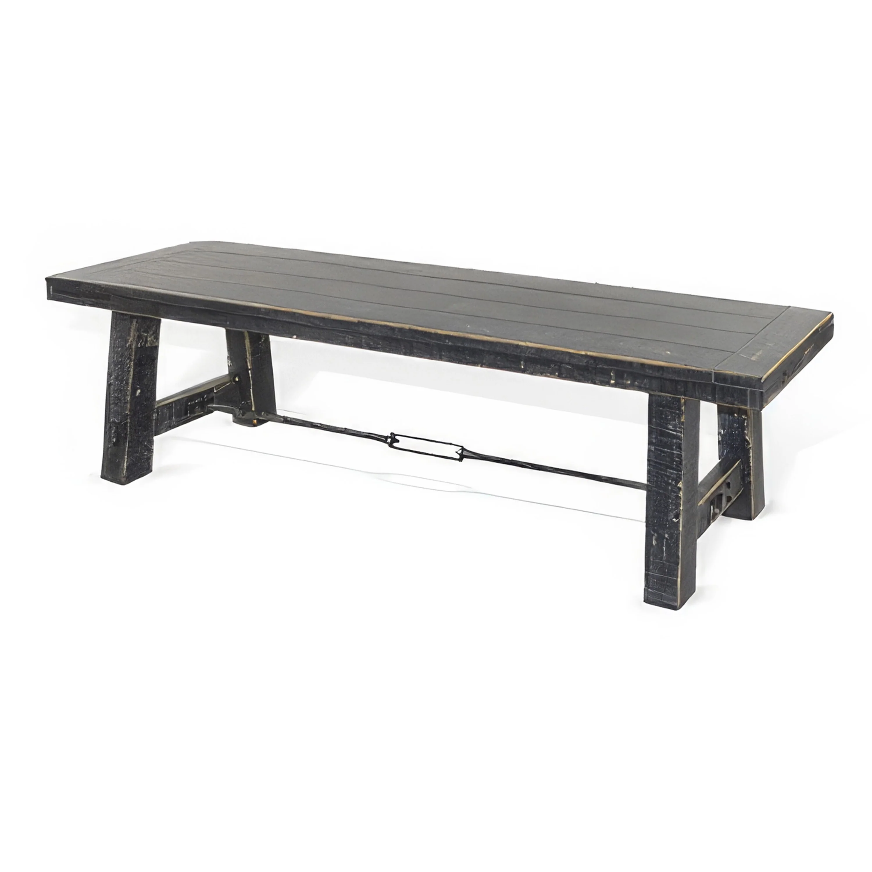 Rena Dining Bench, Turnbuckle Accent, 64 Inch Black Mahogany Wood