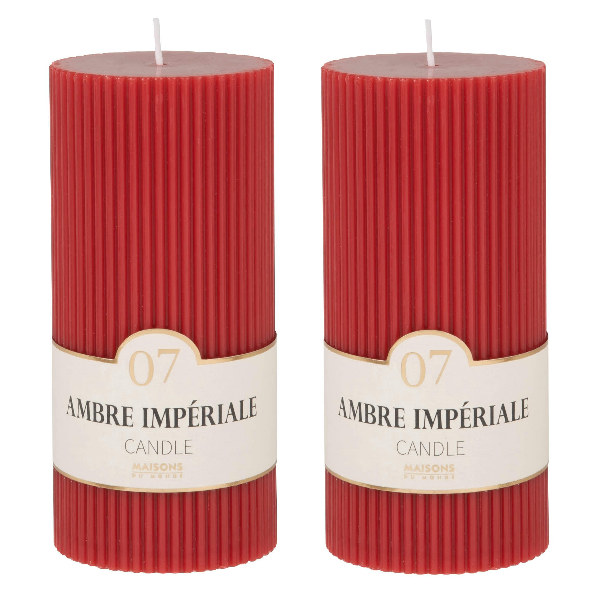 COLORAMA - Bougie striée parfumée rouge H15, 500g