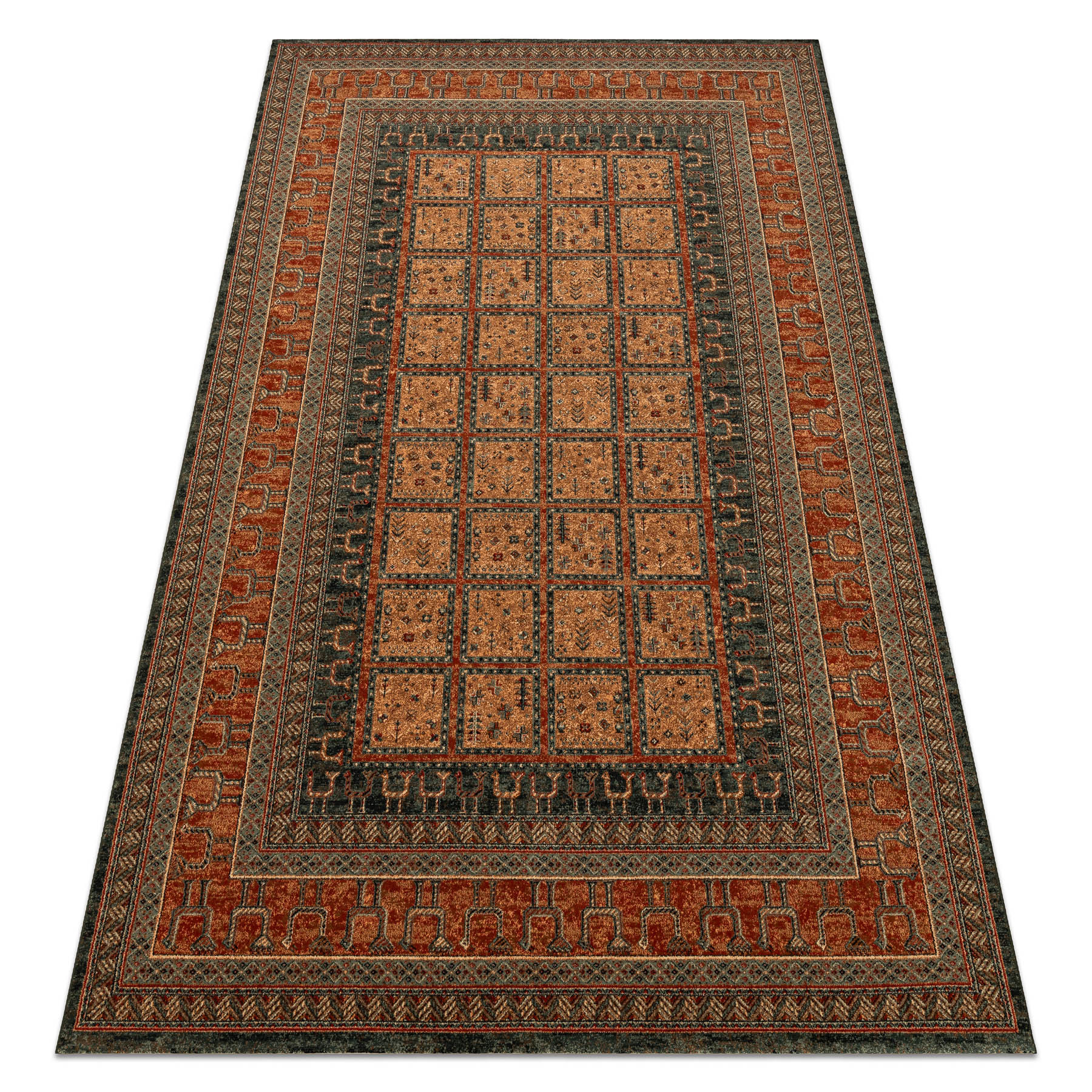 Dywan wełniany KASHQAI 4349 500 orientalny, ramka bordo 67x130 cm