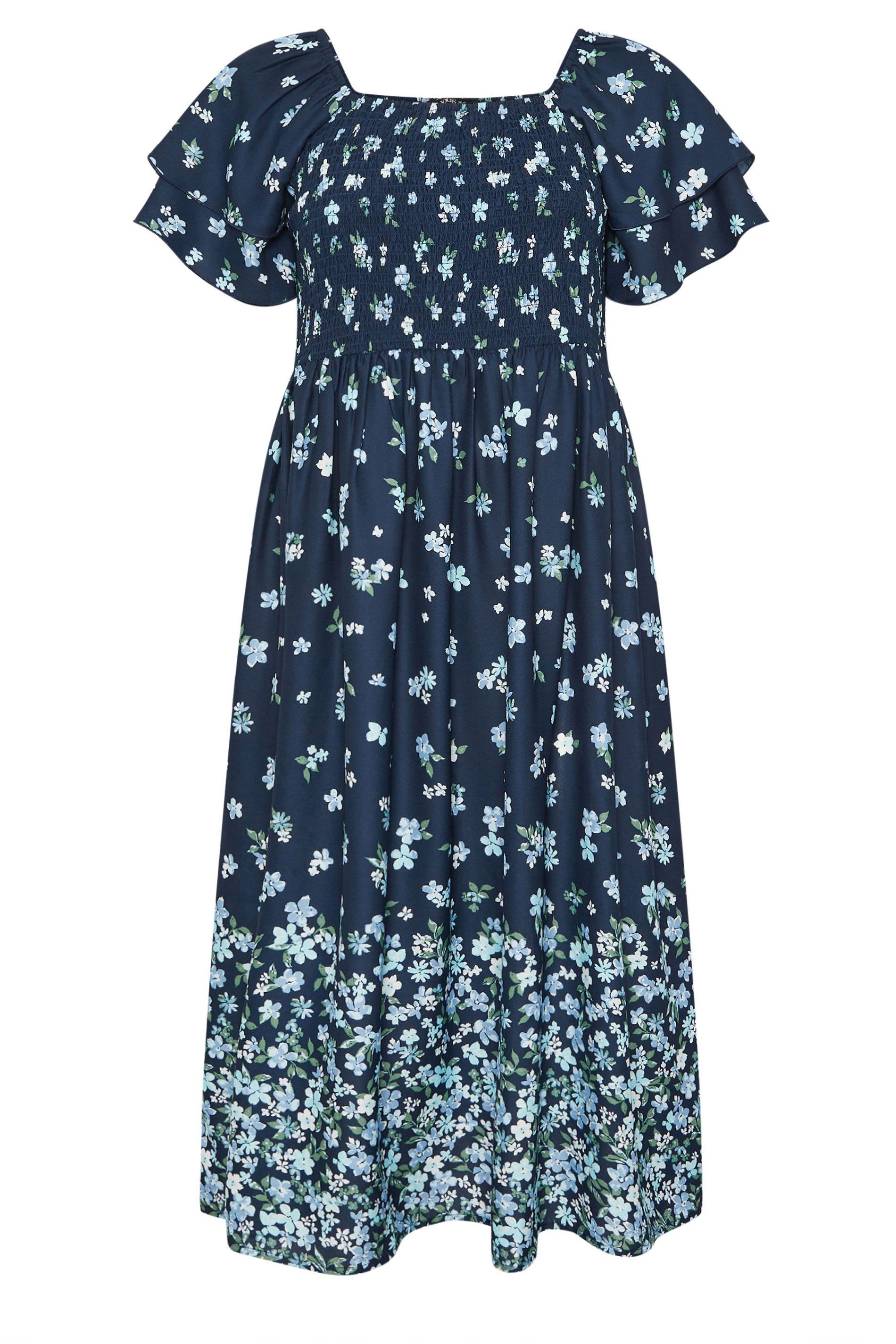 Yours Floral Shirred Maxi Dress