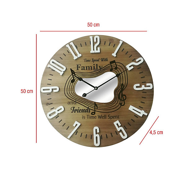 Horloge Murale Grande Mdf Style Friends Family Moderne 50x50x4,5