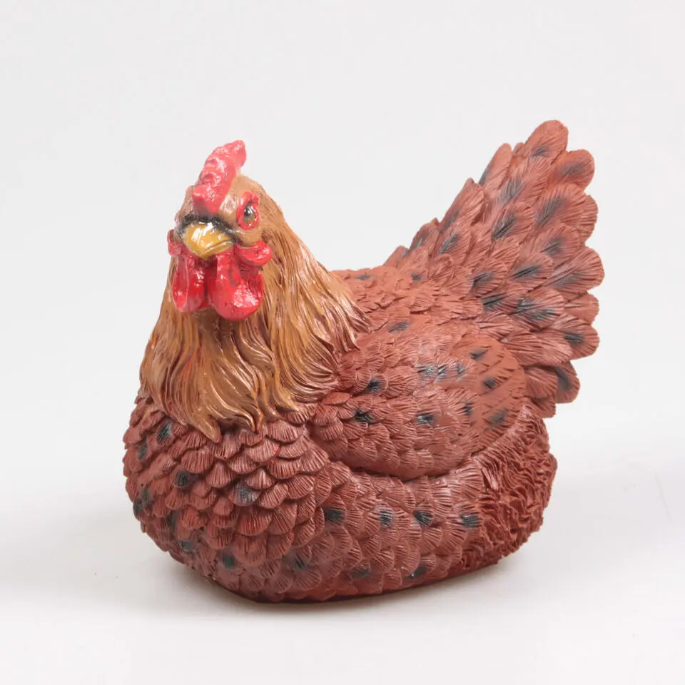 Farmwood Kip tuin beeldje - binnen/buiten - 24 x 18 x 20 cm