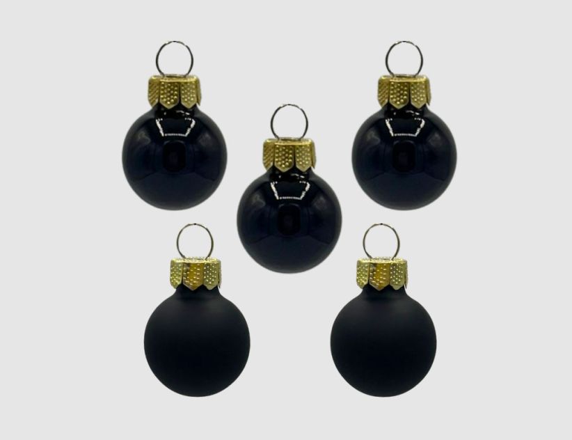 Weihnachtskugeln Schwarz Glas Ø2cm matt & glänzend