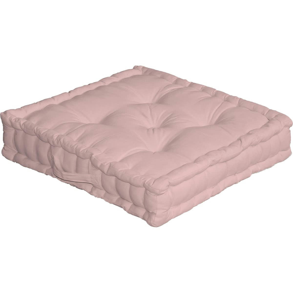 PANAMA - Coussin de sol uni en coton Rose 50x50cm