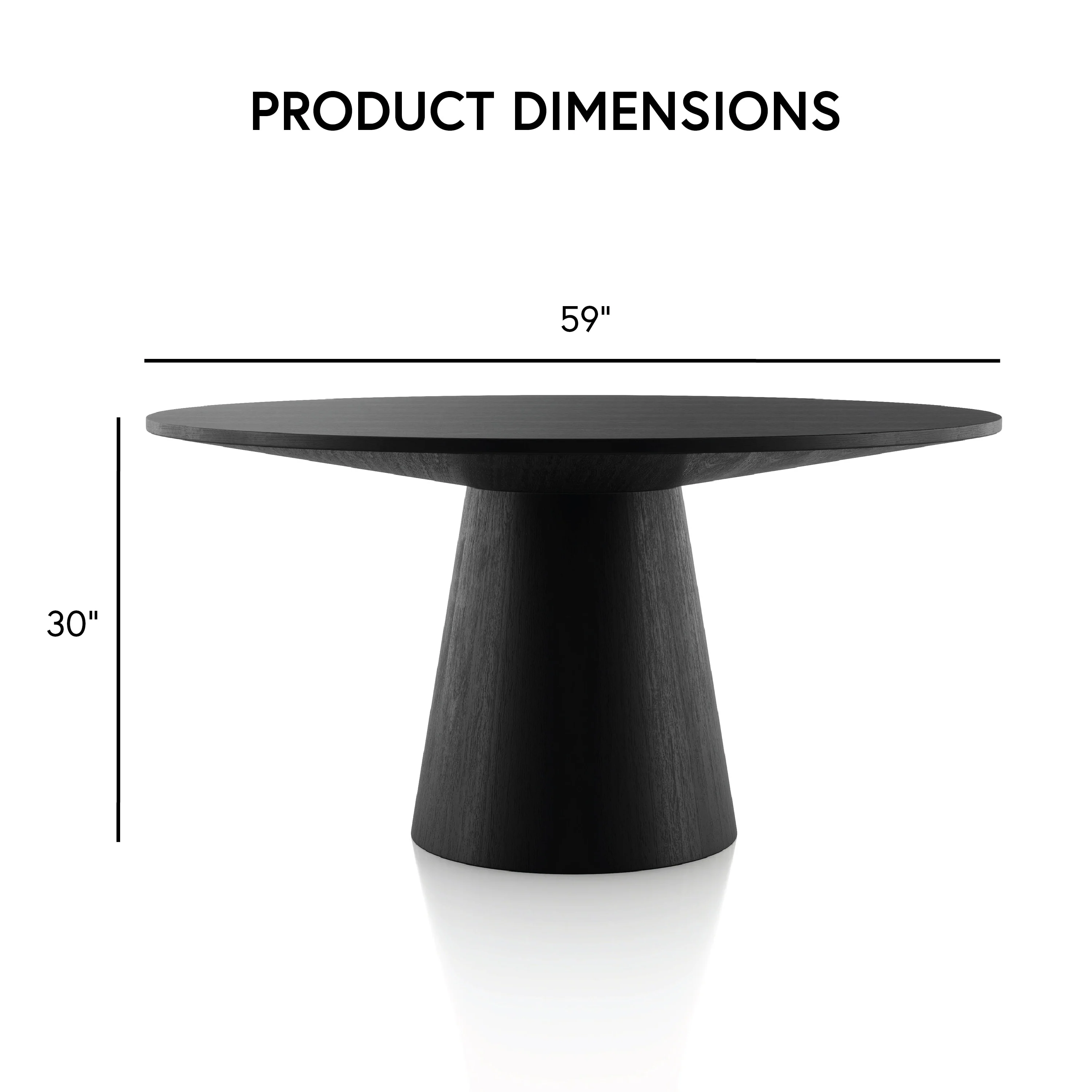 Furniture of America Evrena Modern Black 59-inch Solid Wood Round Dining Table