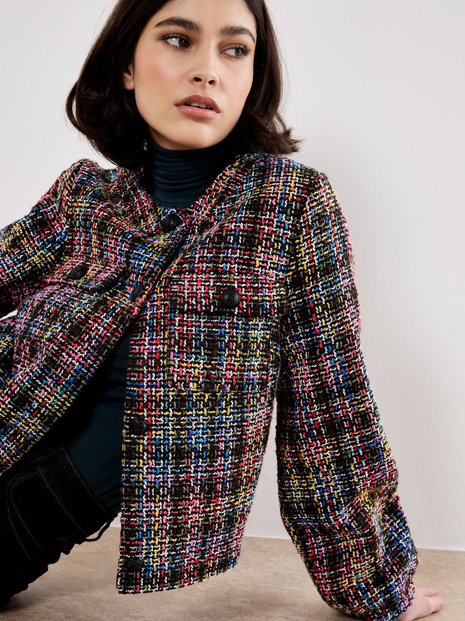 Apricot Multicoloured Tweed Jacket