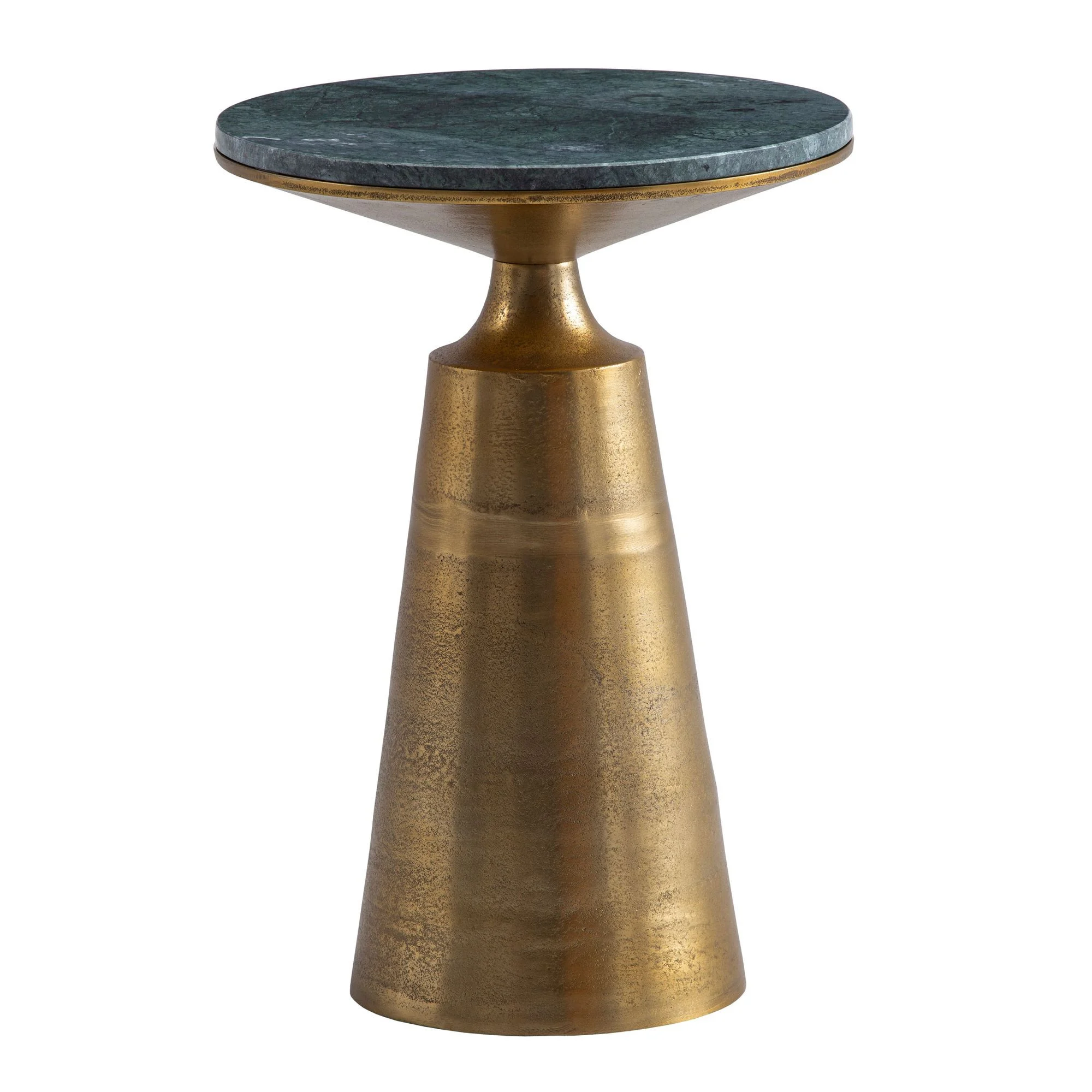 Stolik Marmurowy Zielony Metalu Złoty 40 cm Okrągły Metalowy Salon