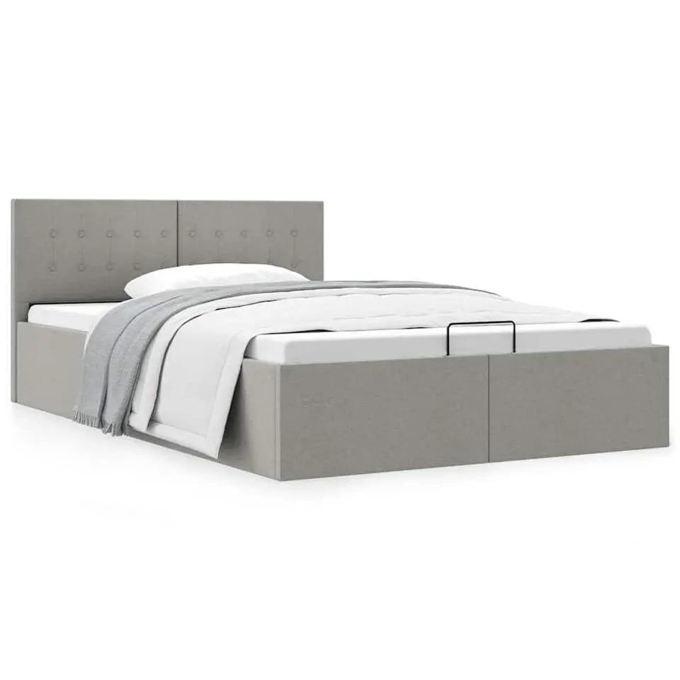 vidaXL - Bed met opbergruimte - Hydraulische - Lichtgrijs - Stof - 120x200 cm